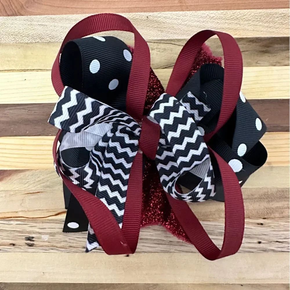 Garnet and black bow